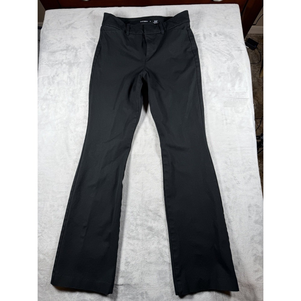 OLD NAVY WOMEN 6 OLD NAVY BLK PIXIE FLARE HIGH RISE SECRET SMOOTH POCKETS PANTS
